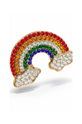 Rainbow-shaped jewelry piece with colorful stones 