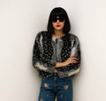 Patterned fur coat