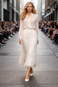 White feathered skirt 