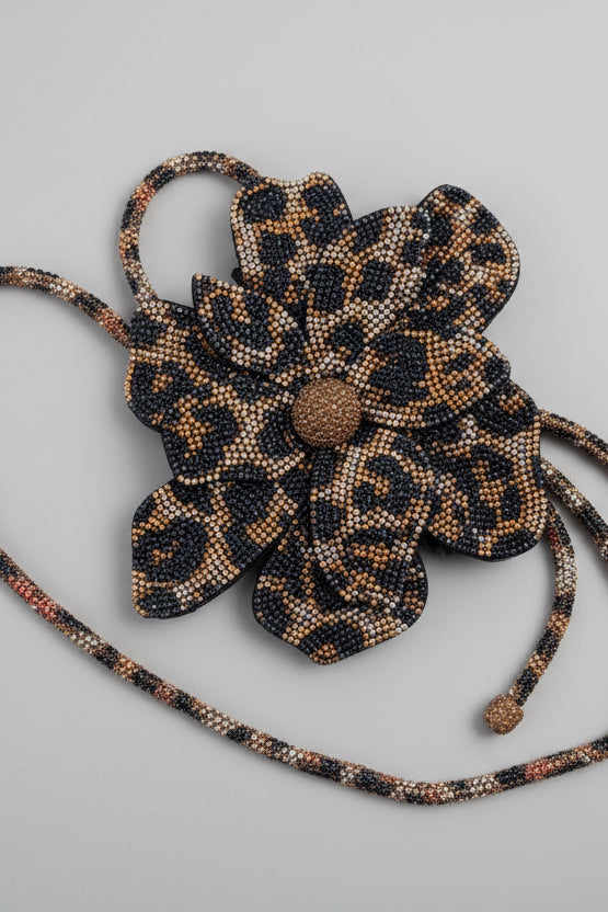 Decorative tray with a leopard print flower design 