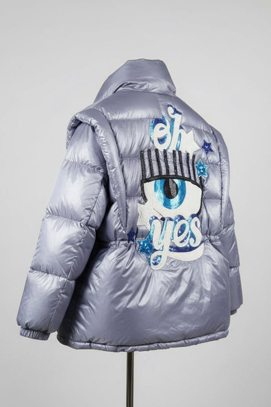 Puffer jacket with removable sleeves