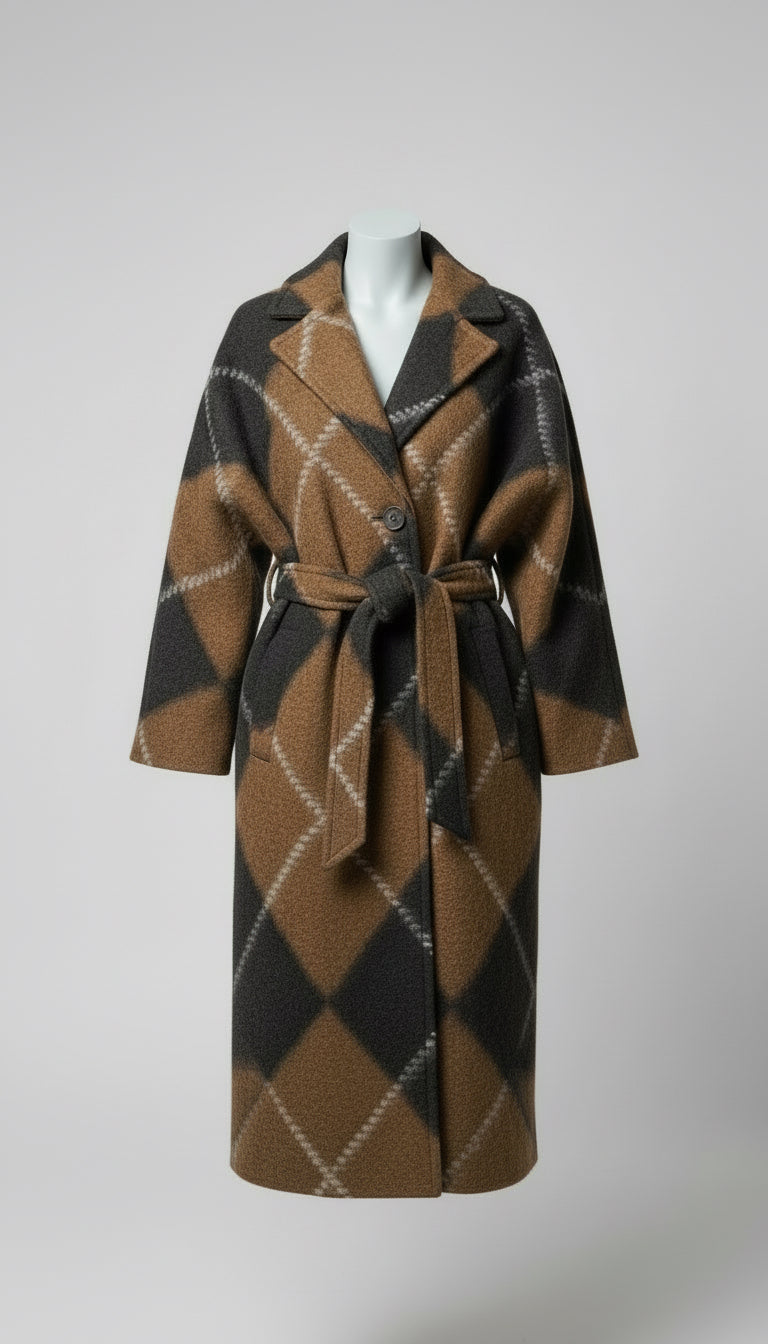 Plaid wool coat 