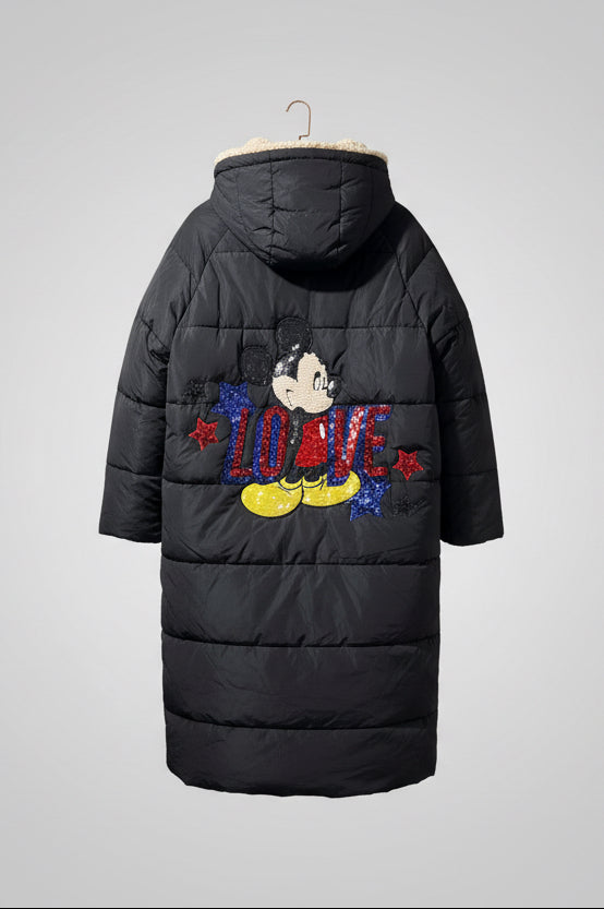 Reversible jacket with two wearable sides, cozy faux-fur interior with pockets.