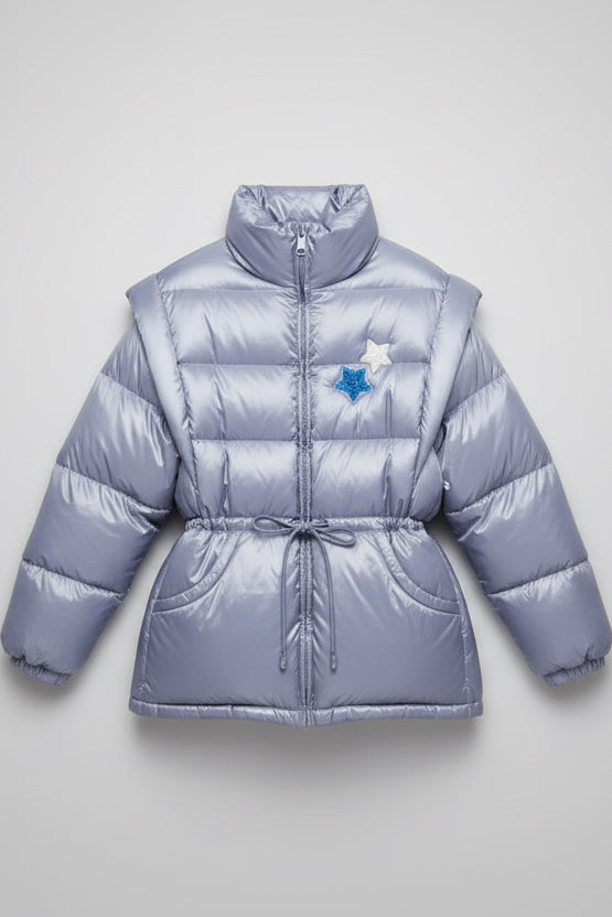 Puffer jacket with removable sleeves